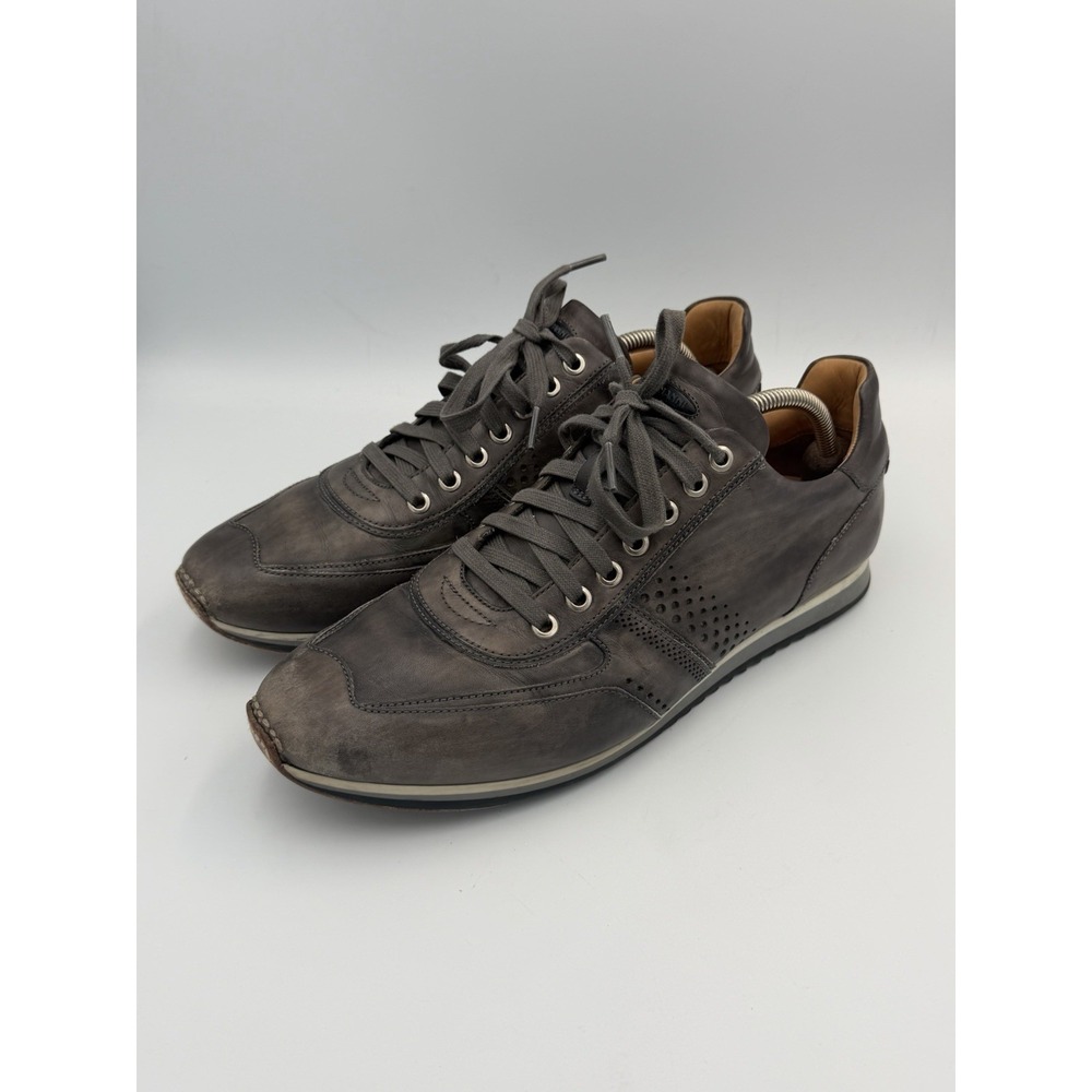 Magnanni Cristian Fashion Sneakers Mens' 10 M Gray Perforated Leather Shoe